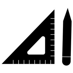 Triangle ruler and scale icon for architectural work, engineering, precision drawing, construction, and Labour Day with transparent background
