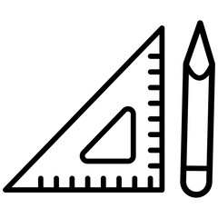 Triangle ruler and scale icon for architectural work, engineering, precision drawing, construction, and Labour Day with transparent background