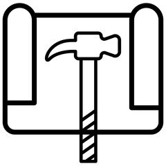 Hammer hitting nail icon symbolizing construction, carpentry, DIY, industrial work, repair jobs, and Labour Day celebration with transparent background