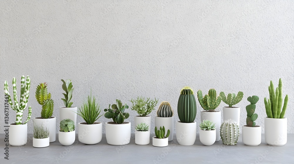 Poster assortment of unique cactus and succulent plants displayed in a botanical setup with geometric shape