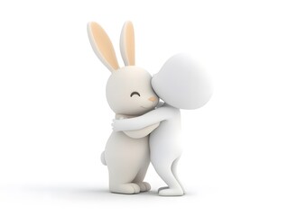 Fototapeta premium 3D person hugging Easter bunny