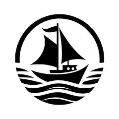 Silhouette Serenity: A Sailing Vessel Emblem
