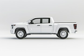 3D Illustration of White Concept Cargo Pickup Truck on White Isolated Background 3D Rendering