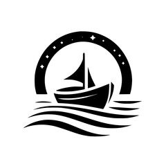 Celestial Voyage: Sailboat Under a Starry Night Arch