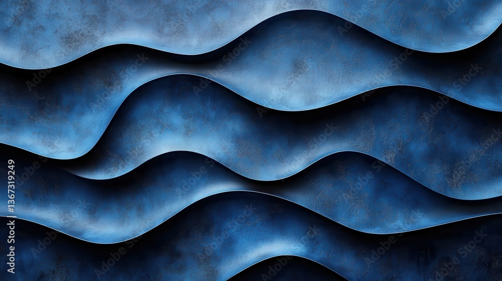 Poster grainy deep blue metallic texture abstract geometric parallel curves background banner with blank sp
