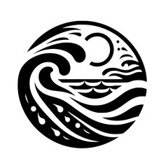 Oceanic Circle: Serene Wave Crest Design