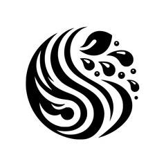 Naklejka premium Flowing Essence: Abstract Water & Leaf Design