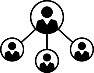 Social network Business network icon. Connected social network icons on white background. Network symbol. People network sign. Business network.