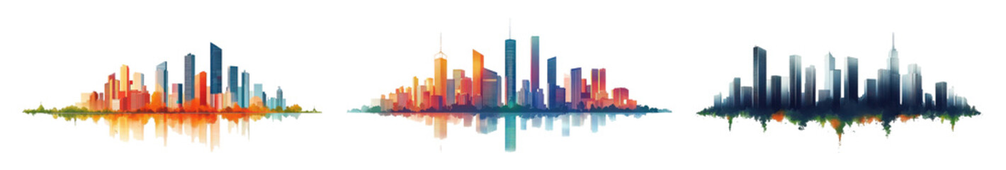 Naklejka premium abstract cityscape vector art with reflections.