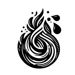 Abstract Black and White Water Flame Design