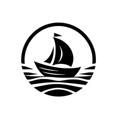 Minimalist Sailboat Icon: Sailing on a Circular Journey