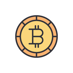 Bitcoin colored icons, minimalist vector illustration ,simple transparent graphic element .Isolated on white background