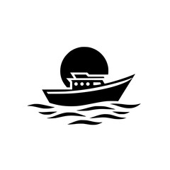 Nautical Silhouette: Boat and Sun on the Horizon