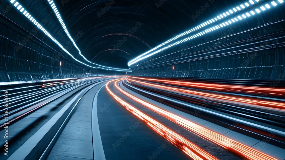 Poster futuristic high tech racing arena illuminated by a neon lit track with dynamic motion blur effects c