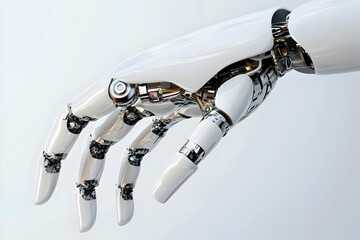 Photo Of Robotic Arm In White Against a Clean White Background