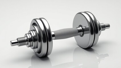 Obraz premium Chrome Dumbbell Weightlifting Exercise Fitness Gym Equipment Studio Shot