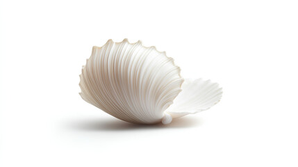 White elegant sea jacobean scallop shel isolated on white background