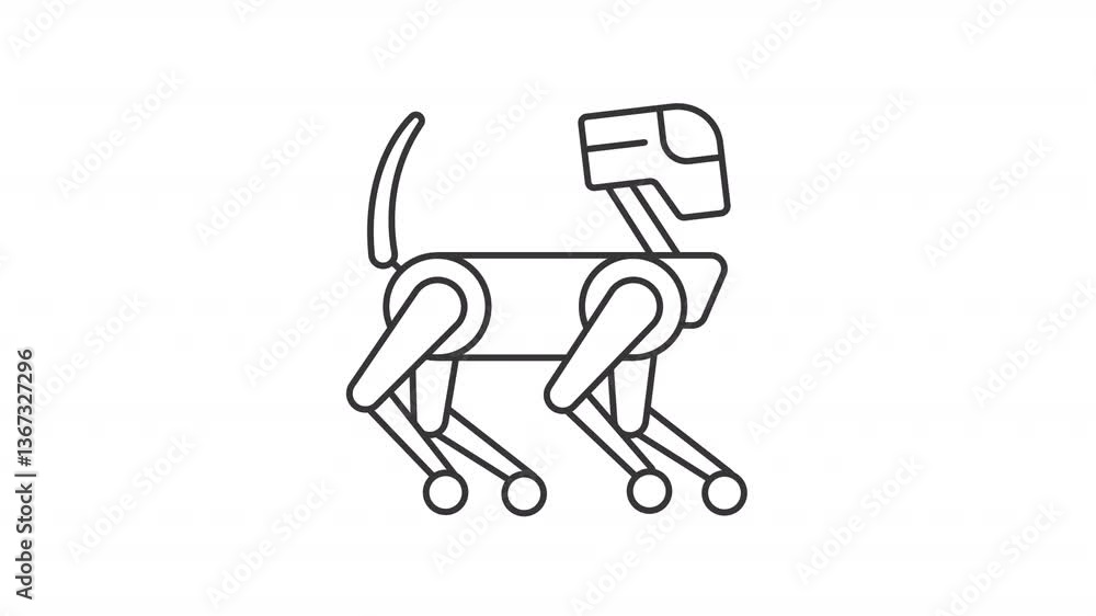 Poster futuristic technology animation set. sci fi engineering animated line icons. virtual model, augmente