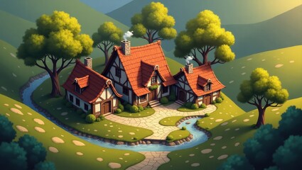 Charming Fairytale Cottage nestled in Green Hills Stream and Stone Pathway