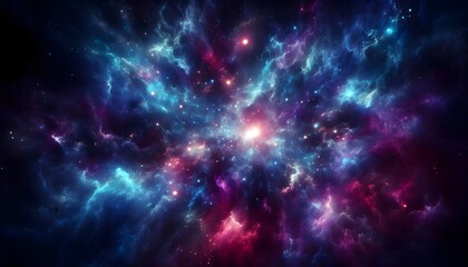 Naklejka premium Abstract cosmic scene with glowing light, deep space colors, and fantasy sci-fi aesthetic