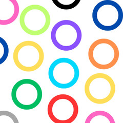 colorful rings pattern on white background, colorful circles 