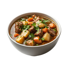 A Bowl of Hearty Beef Stew with Potatoes and Carrots Isolated on Transparent Background