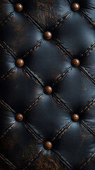 Naklejka premium Rich leather grain texture in a dark color palette with elegant diamond tufting for premium phone wallpaper use.