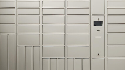 New automatic post terminal with unsigned lockers of different size for self service parcel delivery.