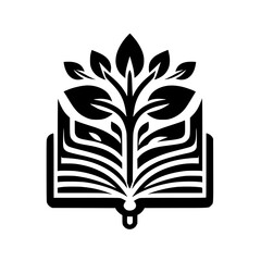 Knowledge's Bloom: A Symbolic Book & Tree in Black and White