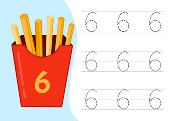 Kids learning material. Worksheet for learning numbers. Number 1.