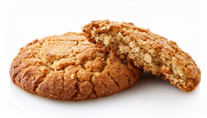 Oat cookie with crumb isolated on white