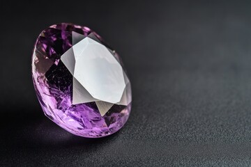 Natural amethyst on black background with copy space for your text.