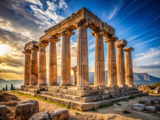 Obraz premium Ancient Corinth: Ruins of the Doric Temple of Apollo, Greece