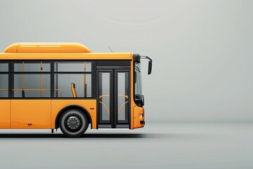 Vibrant Picture of Long City Bus Mockup Left Front View