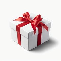 White Gift Box with Red Ribbon