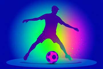 Dynamic soccer player silhouette with vibrant colors