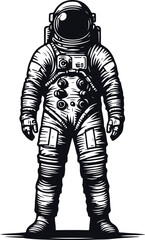 Silhouette of Astronaut Vector Illustration On Isolated Solid White Background