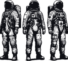 Silhouette of Astronaut Vector Illustration On Isolated Solid White Background