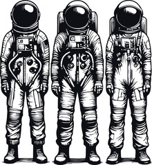 Silhouette of Astronaut Vector Illustration On Isolated Solid White Background