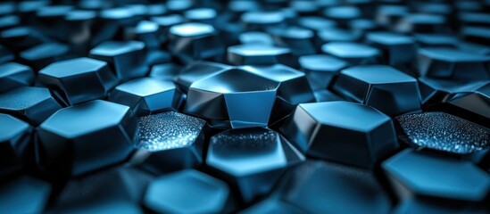 Obraz premium Abstract blue hexagonal geometric pattern.