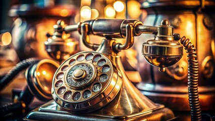 Antique Telephone:  Vintage Rotary Phone, Shallow Depth of Field, Detailed Closeup