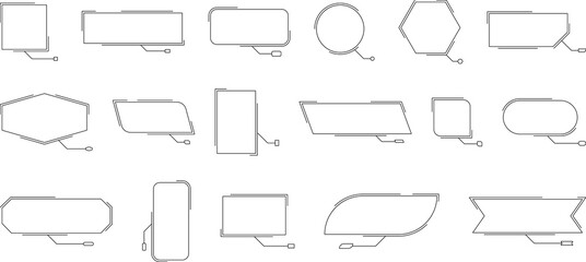 Quote box frame. Game UI design element. Quote box icon. Text quote boxes. Blank template callouts titles template quote text info design boxes quotation bubble blog quotes symbols.