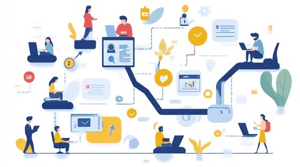 Global Network Collaboration: A Visual Representation of Interconnected Teamwork and Efficient Workflow in a Modern Digital Workplace