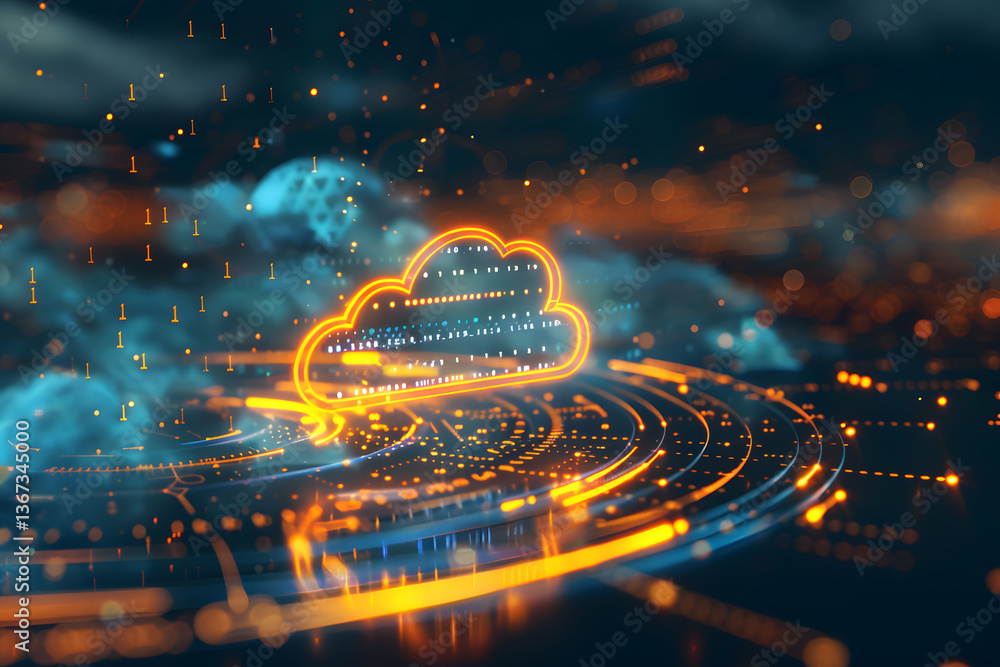 Poster Futuristic cloud computing concept image