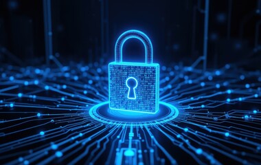 Digital Cyber Security Padlock Network Protection Blue Technology Data Safe Code System Future      