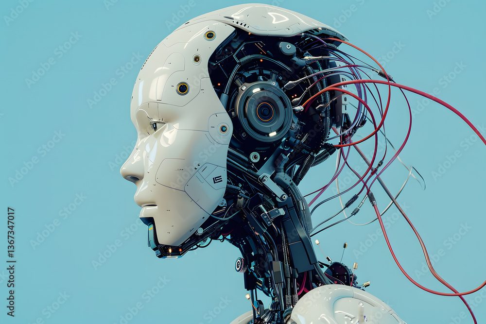 Poster advanced humanoid robot head profile