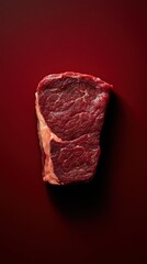 Obraz premium A close up of a piece of meat on a red background