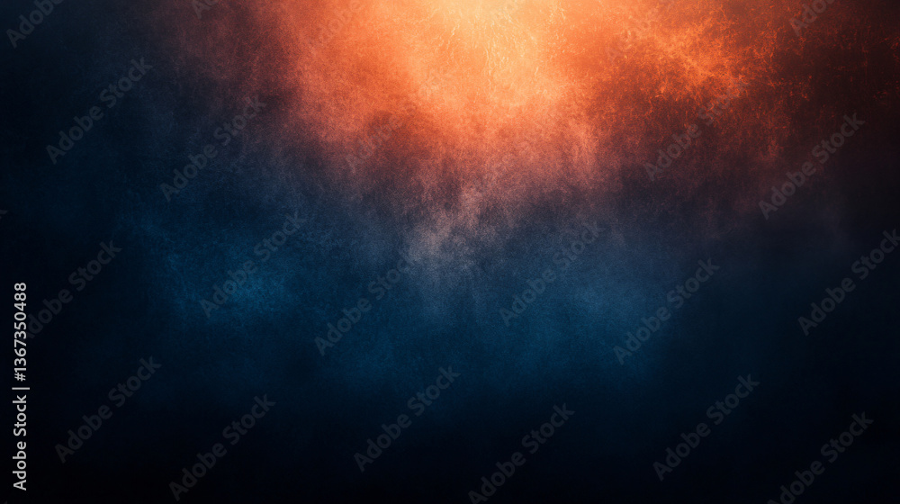 Poster striking dark blue and orange background with a beautiful gradual color change creating a bold and d