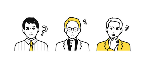 悩む表情 部長 次長 課長 係長 主任 リーダー　アイコンセット