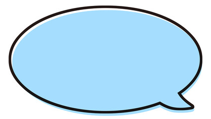 シンプルな横長の吹き出し　イラスト素材　青